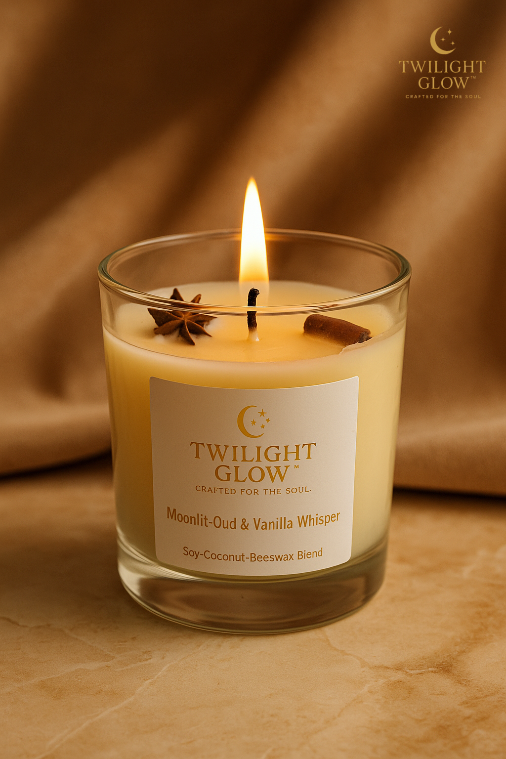 Moonlit Oud & Vanilla Whisper Candle –  Luxury Soy, Coconut & Beeswax Candle