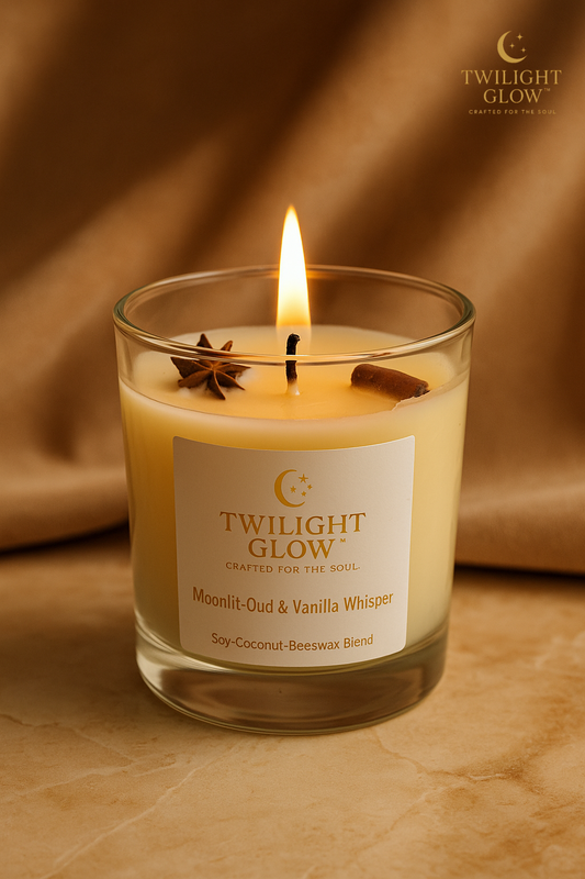 Moonlit Oud & Vanilla Whisper Candle –  Luxury Soy, Coconut & Beeswax Candle