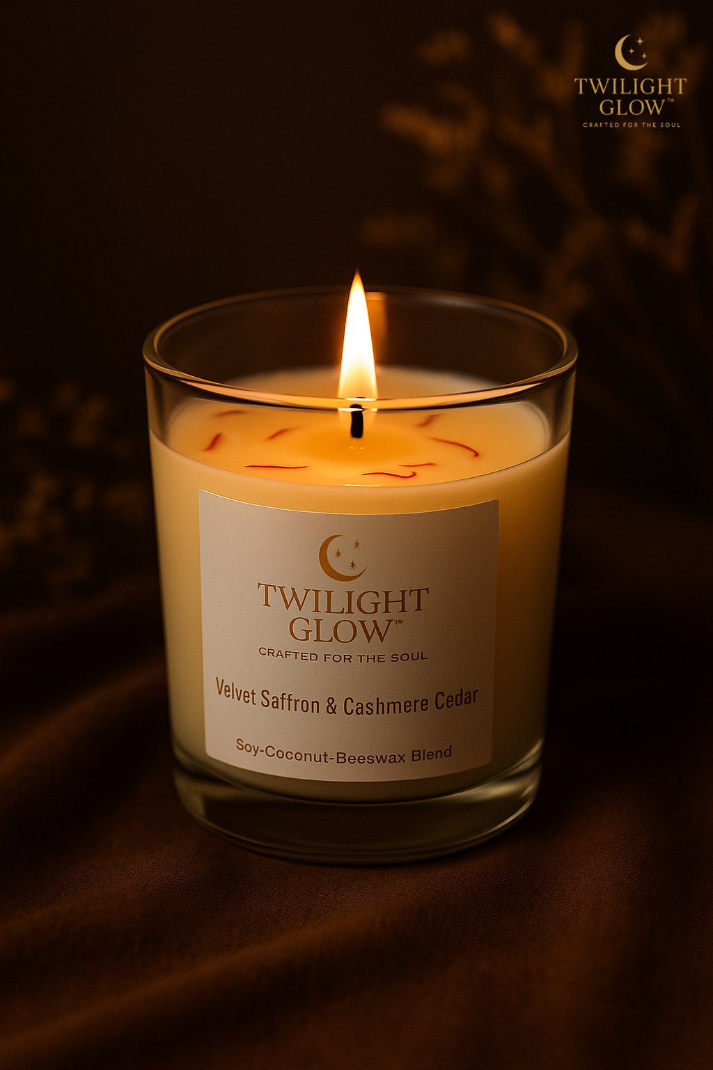 Velvet Saffron & Cashmere Cedar Candle – Luxury Soy-Coconut-Beeswax Blend