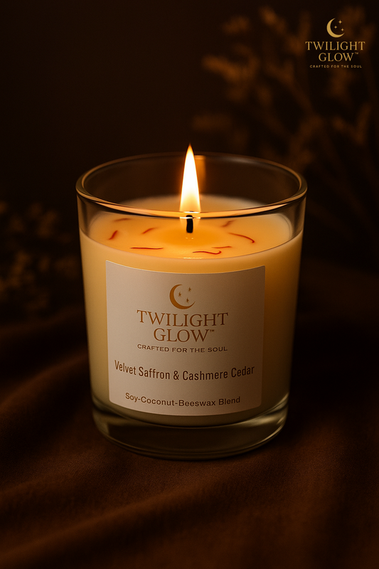 Velvet Saffron & Cashmere Cedar Candle – Luxury Soy-Coconut-Beeswax Blend