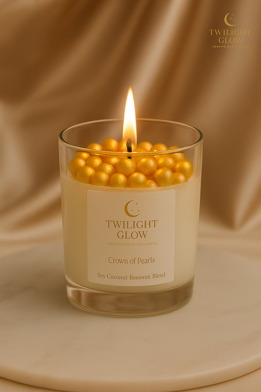 Crown of Pearls Luxury Candle – Oud, Saffron & Rose