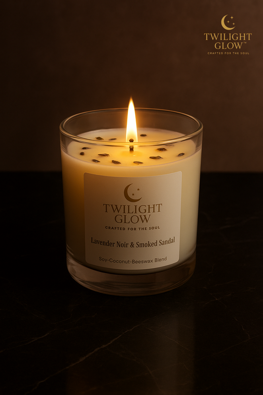 Lavender Noir & Smoked Sandal Candle – Handcrafted Soy-Coconut-Beeswax Blend